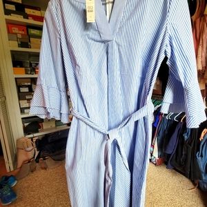 NWT, Size 12 Talbots Blue Striped Dress